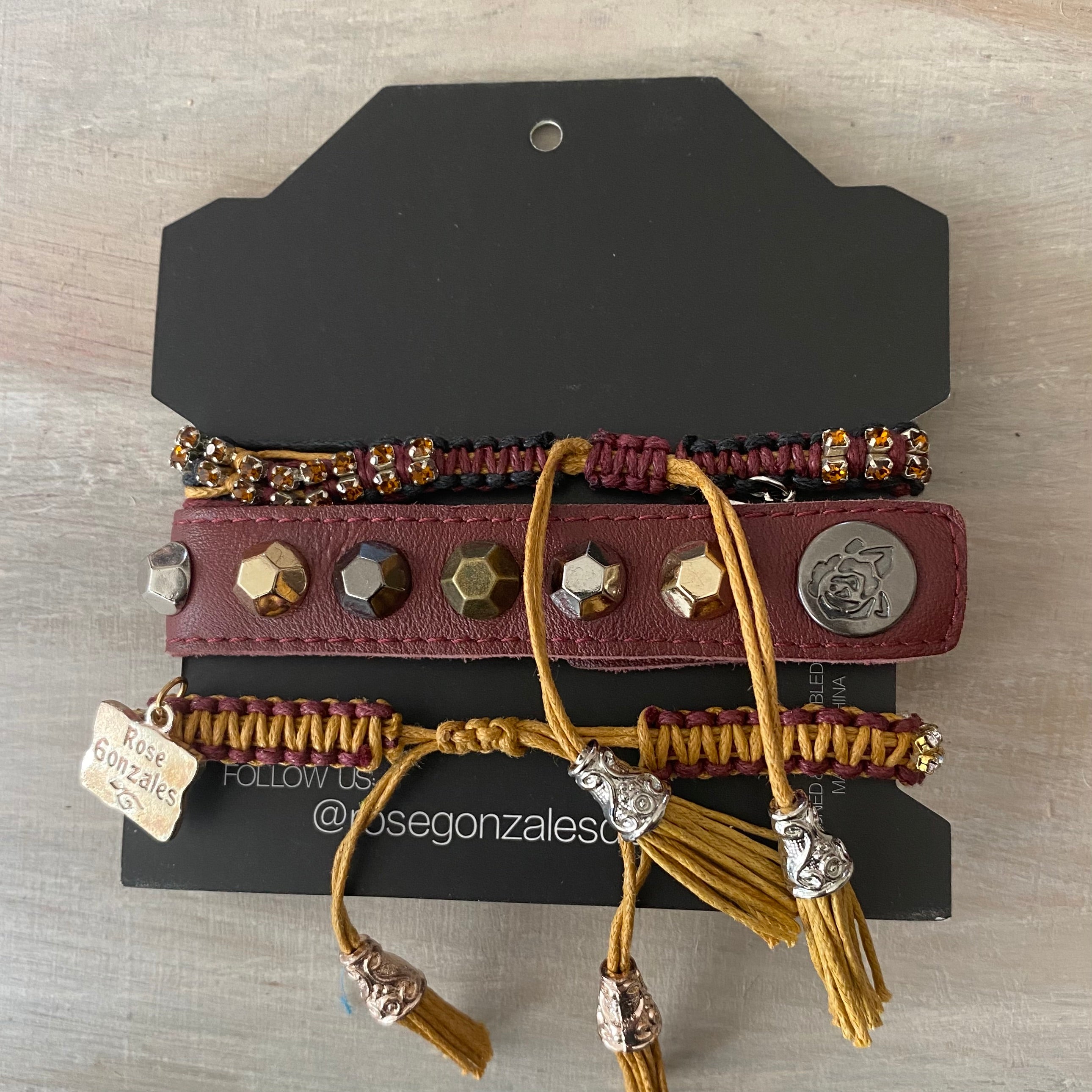 Game Day: Maroon, Old Gold & Black- Macrame String Bracelet Set