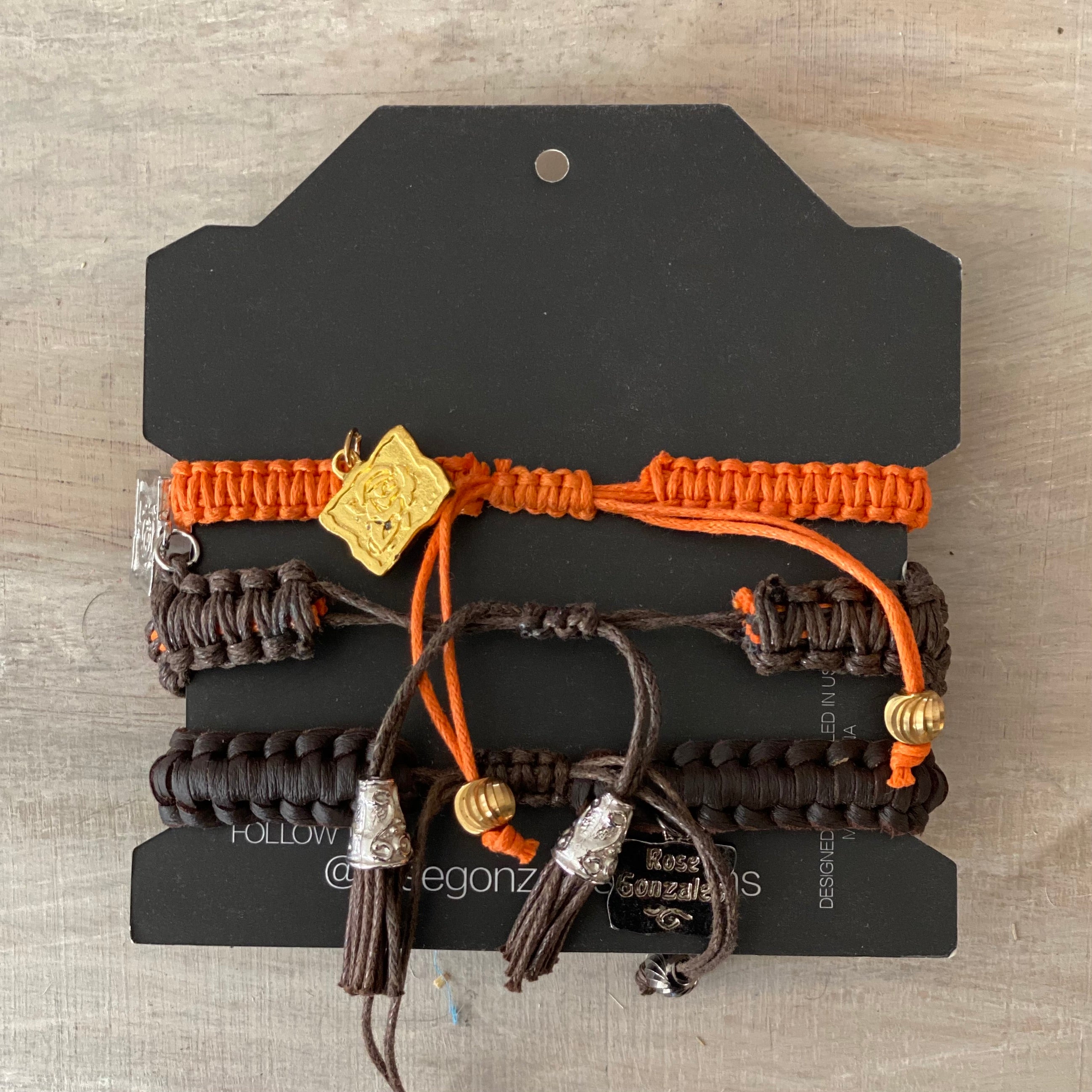 Game Day: Orange & Brown- Macrame String Bracelet Set