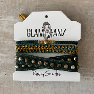 Game Day: Teal Green & Old Gold-  Macrame String Bracelet Set