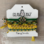 Game Day: Green & Yellow- Macrame String Bracelet Set
