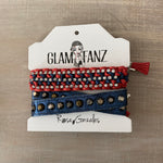 Game Day: Royal Blue , Red & White - Macrame String Bracelet Set