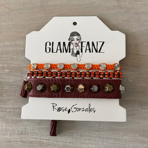 Game Day: Maroon, Orange & White- Macrame String Bracelet Set