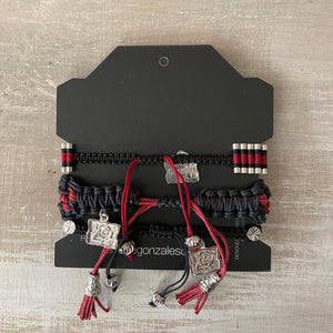 Game Day: Crimson & Black - Macrame String Bracelet Set