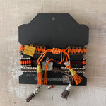 Game Day: Brown, Orange & White- Macrame String Bracelet Set