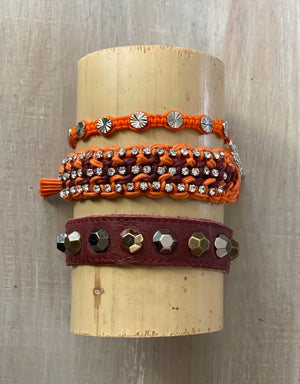 Game Day: Maroon & Orange- Macrame String Bracelet Set