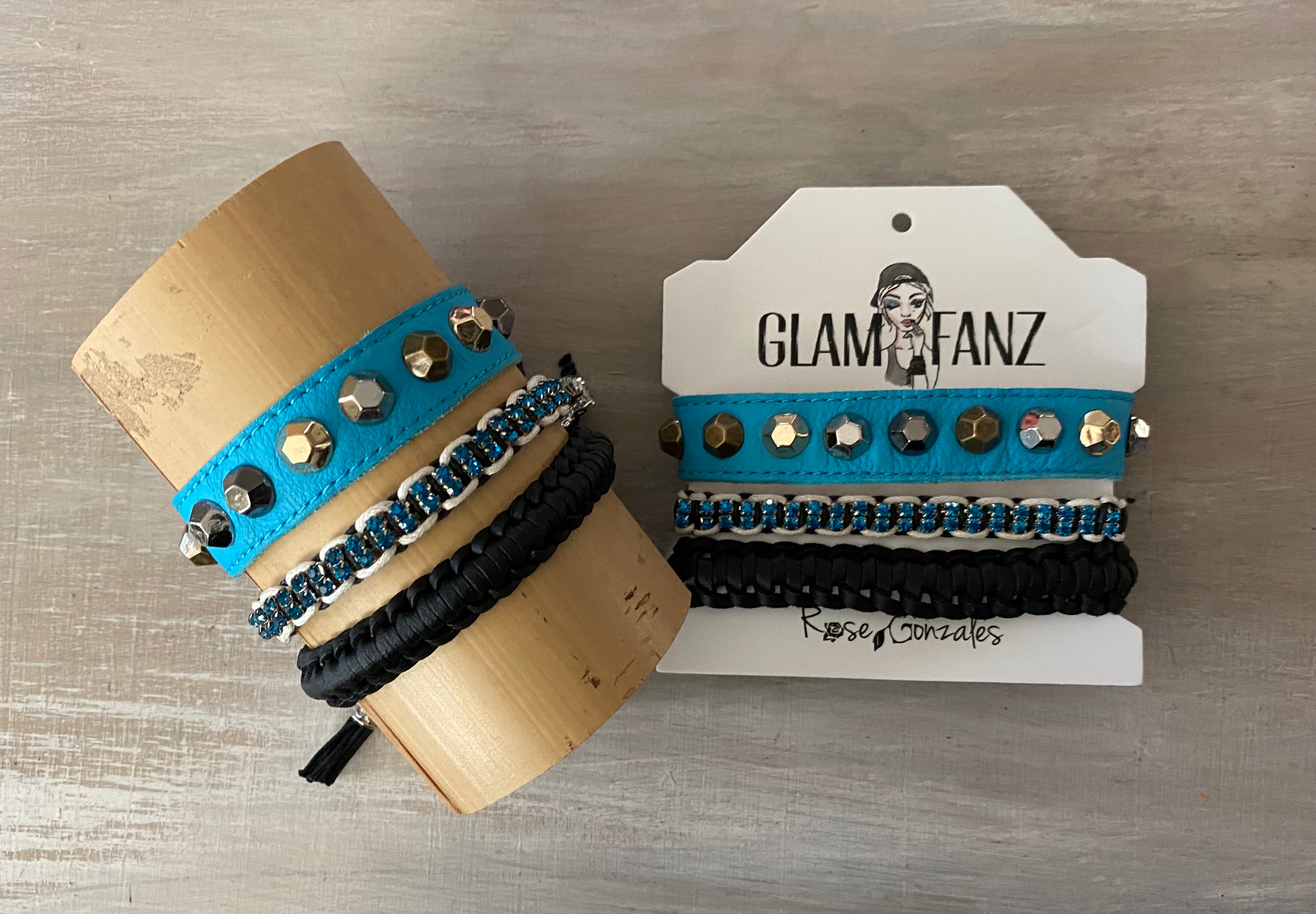 Game Day: Turquoise, Black & White- Macrame String Bracelet Set