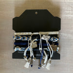 Game Day: Lt. Blue, Navy Blue & White- Macrame String Bracelet Set