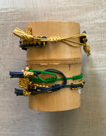 Game Day: Navy Blue, Old Gold & Green - Macrame String Bracelet Set