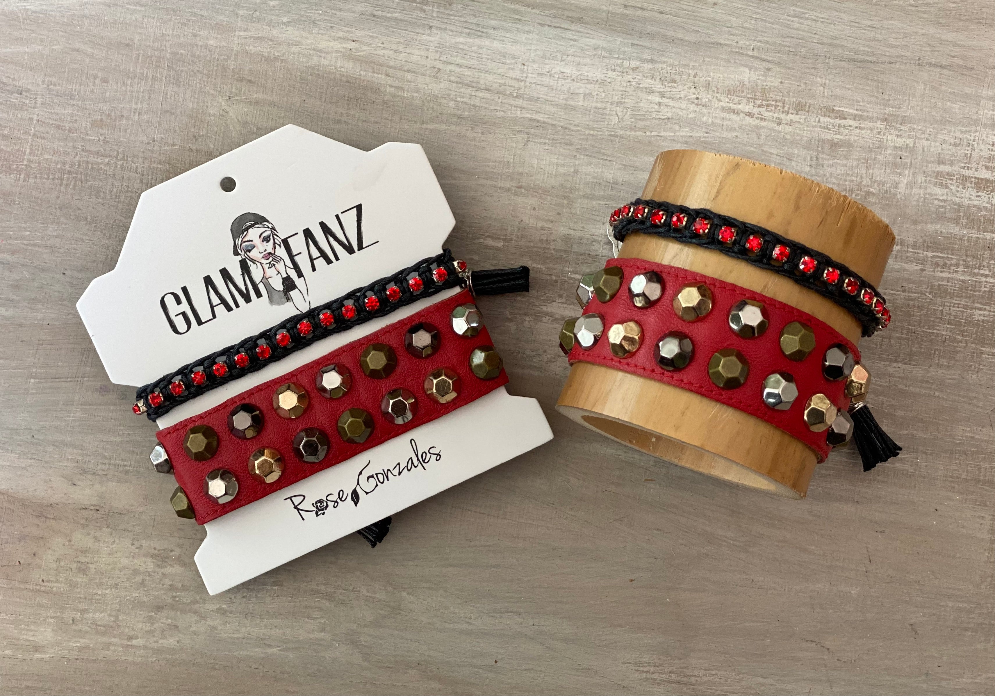 Game Day: Red & Black - Macrame String Bracelet Set