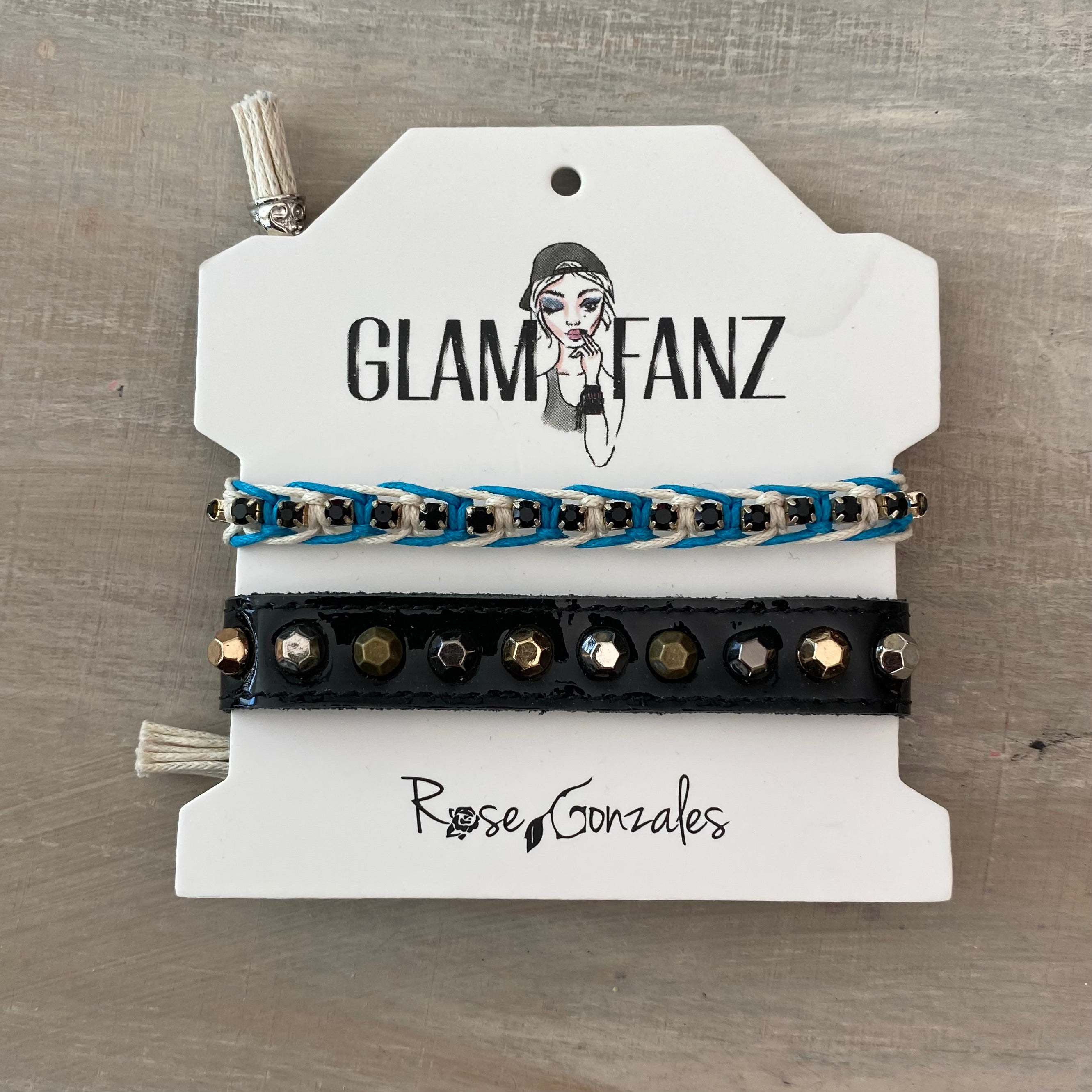 Game Day: Turquoise, Black & White - Macrame String Bracelet Set