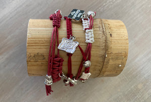 Game Day: Crimson & white - Macrame String Bracelet Set