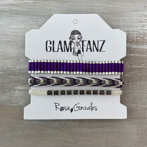 Game Day: Purple & White - Macrame String Bracelet Set