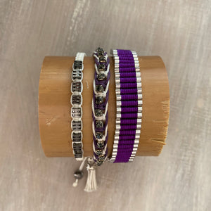 Game Day: Purple & White - Macrame String Bracelet Set