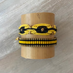 Game Day: Black & Athletic Gold- Macrame String Bracelet Set
