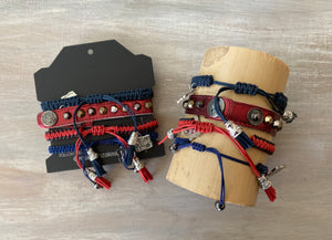 Game Day: Blue & Red- Macrame String Bracelet Set