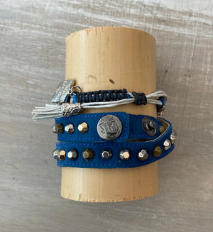 Game Day: Blue & White- Macrame String Bracelet Set