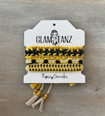 Game Day: Navy Blue , Yellow & White - Macrame String Bracelet Set