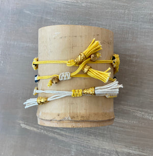 Game Day: Navy Blue , Yellow & White - Macrame String Bracelet Set