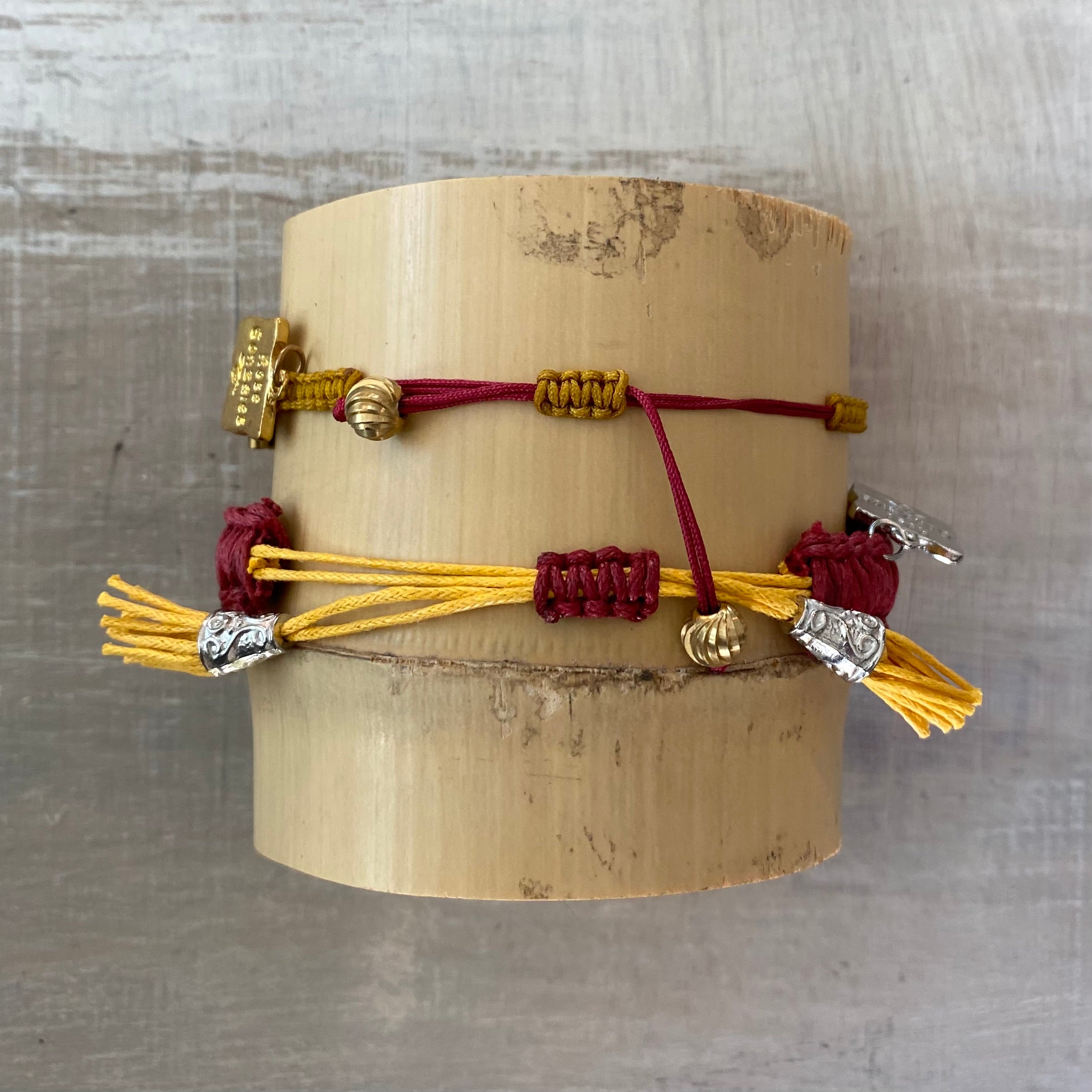 Game Day: Crimson & Gold- Macrame String Bracelet Set
