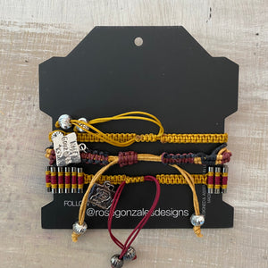Game Day: Maroon, Old Gold & Black - Macrame String Bracelet Set