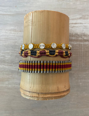 Game Day: Maroon, Old Gold & Black - Macrame String Bracelet Set