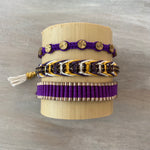 Game Day: Purple, Athletic Gold & White - Macrame String Bracelet Set