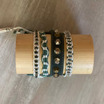 Game Day: Green & White -Macrame String Bracelet Set