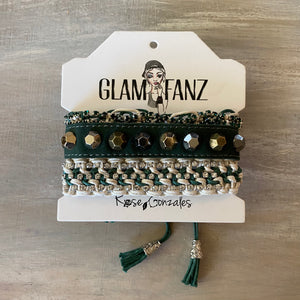 Game Day: Green & White - Macrame String Bracelet Set
