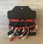 Game Day: Royal Blue, Red & White- Macrame String Bracelet Set